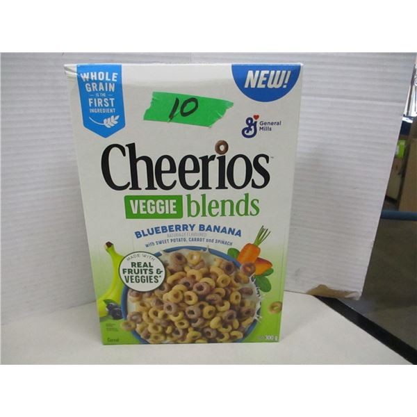SHELF PULLS (AS IS):  CHEERIOS VEGGIE BLEND BLUEBERRY BANANA CEREAL (300G) - BOX