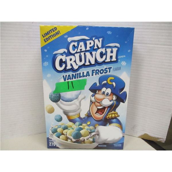 FREIGHT DAMAGE (AS IS):  CAPTAIN CRUNCH VANILLA FROST FLAVOR CEREAL (270G) - BOX