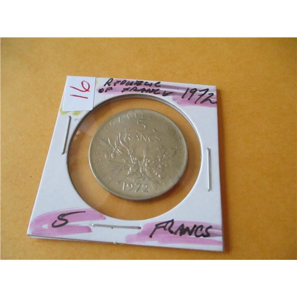 1972 REPUBLIC OF FRANCE 5 FRANCS