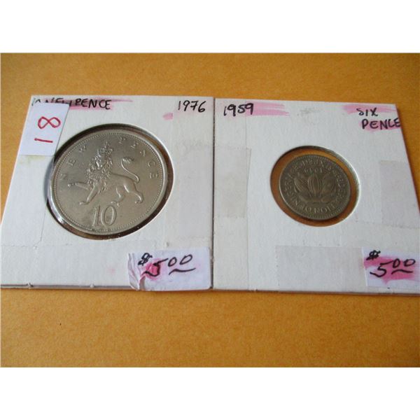 1973 10 NEW PENCE & 1959 SIX PENCE