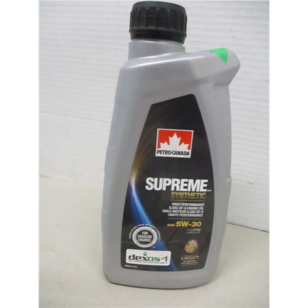 UNCLAIMED STORAGE:  PETRO CANADA SUPREME SYNTHETIC SAE 5W30 MOTOR OIL (1L) - JUG