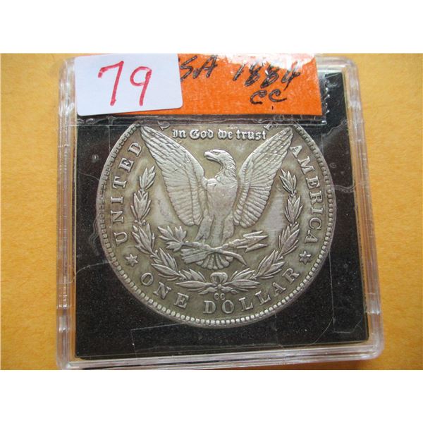 1884 USA CARSON CITY MORGAN SILVER DOLLAR (NOT TESTED - AS IS - SILVER CONTENT NOT VERIFIED)