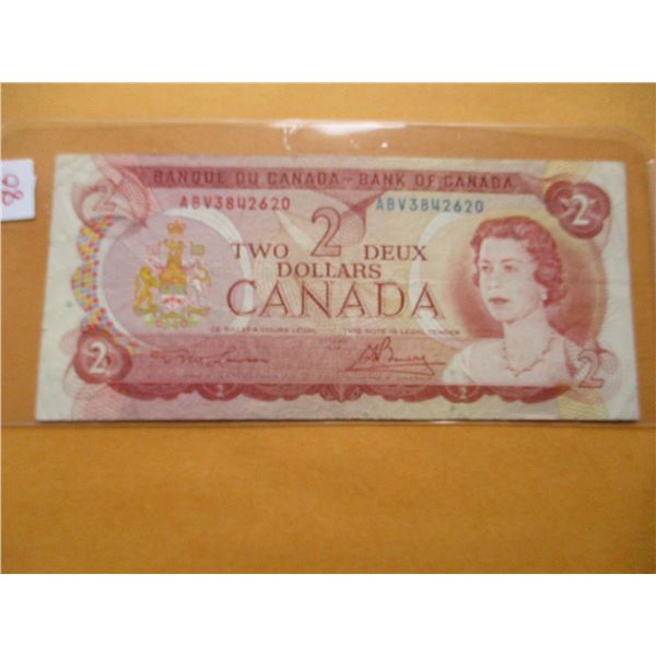 1974 MULTI COLORED LAST OF CANADA $2 BILLS