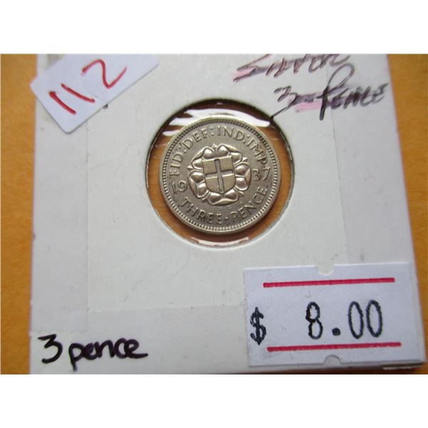 1937 UNITED KINGDOM SILVER 3 PENCE
