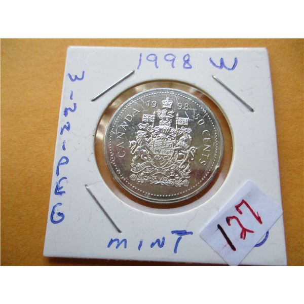 1998W MINT CANADA FIFTY CENT COIN