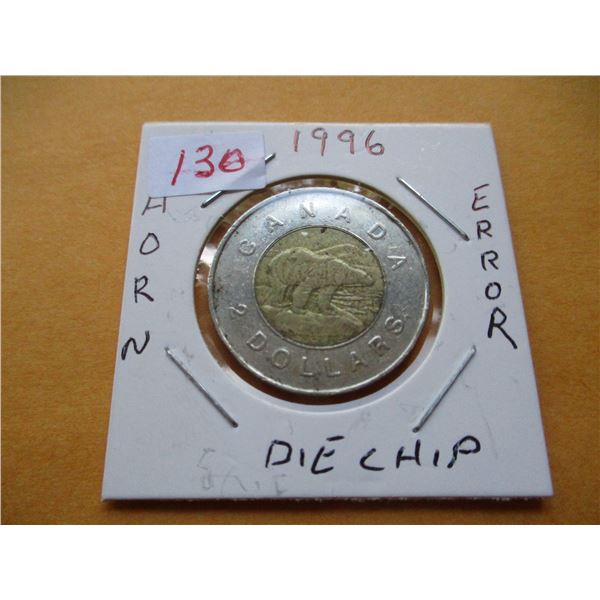 1996 CANADA TOONIE (DIE CHIP ERROR)