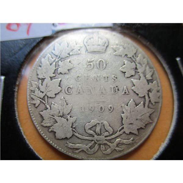 1909 KING EDWARD VII CANADA SILVER HALF DOLLAR