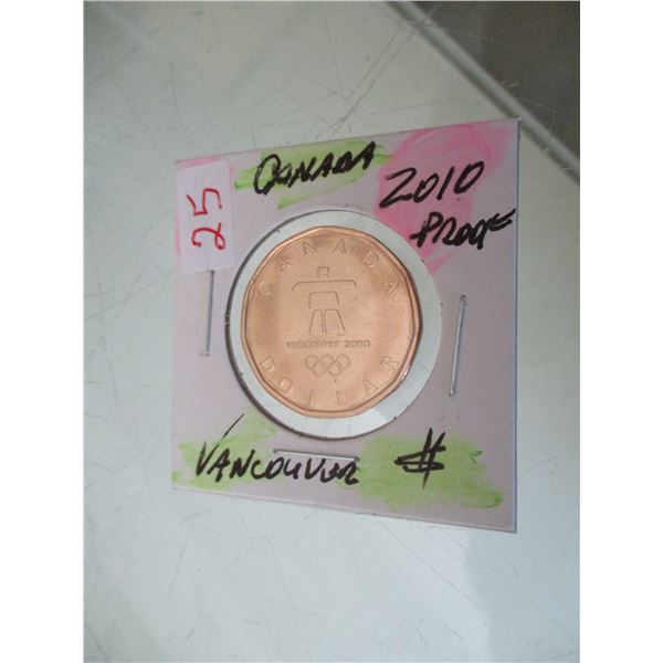 2010 PROOF CAMEO CANADA VANCOUVER OLYMPICS DOLLAR