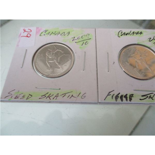 2008, 2009, & 2010 SPEED SKATING & FIGURE SKATING PROOF CANADA QUARTER SET