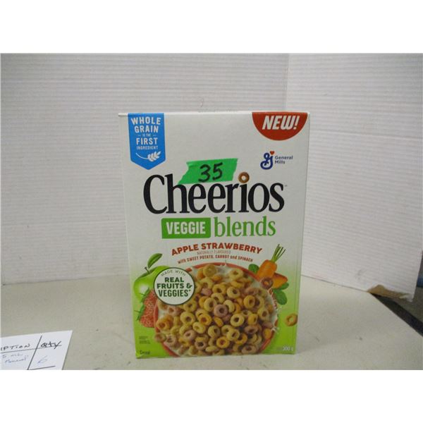SHELF PULLS (AS IS):  CHEERIOS VEGGIE BLEND APPLE STRAWBERRY CEREAL (300G) - BOX