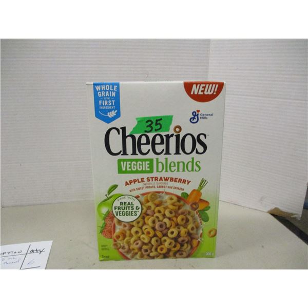 SHELF PULLS (AS IS):  CHEERIOS VEGGIE BLEND APPLE STRAWBERRY CEREAL (300G) - BOX