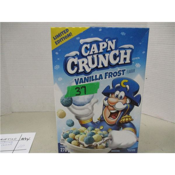FREIGHT DAMAGE (AS IS):  CAPTAIN CRUNCH VANILLA FROST FLAVOR CEREAL (270G) - BOX