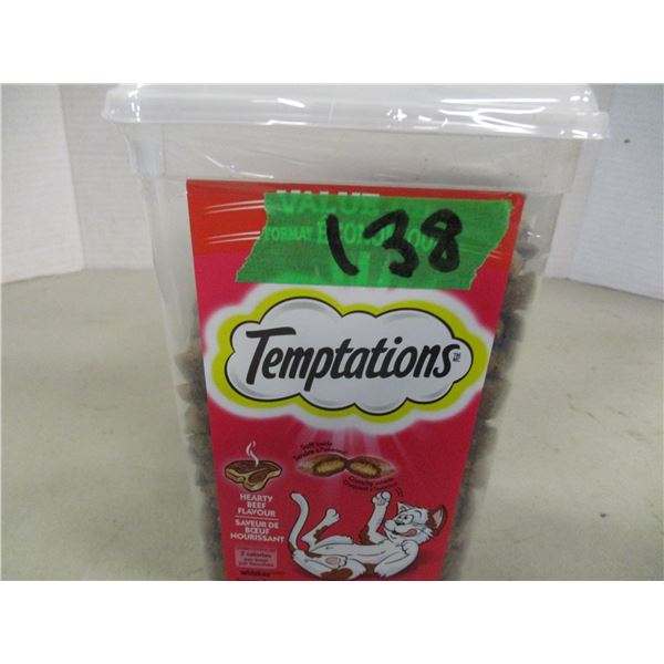 TEMPTATIONS HEALTY BEEF FLAVOR CAT TREATS (454G) - TUB