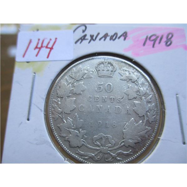 1918 KING GEORGE V CANADA SILVER HALF DOLLAR