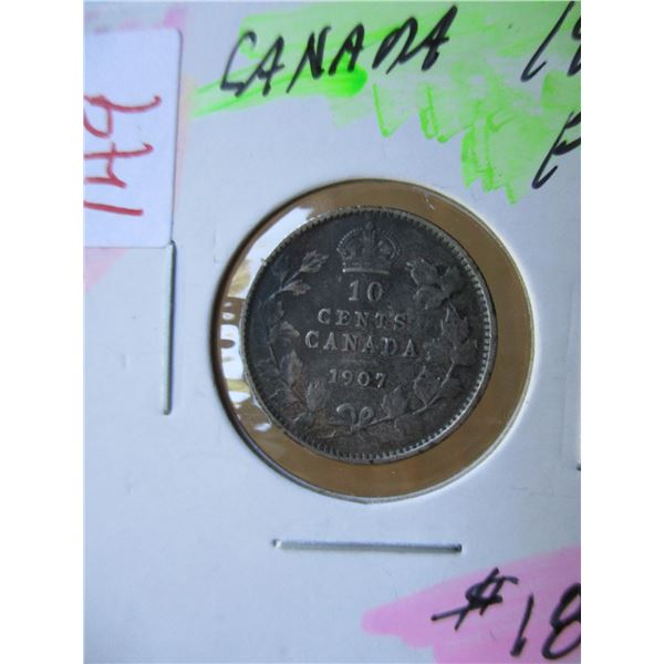 1907 FINE KING EDWARD VII SILVER DIME