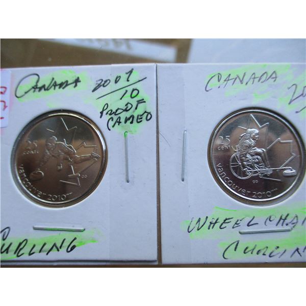 2007 - 2010 CANADA PROOF CURLING & WHEEL CHAIR QUARTER SET