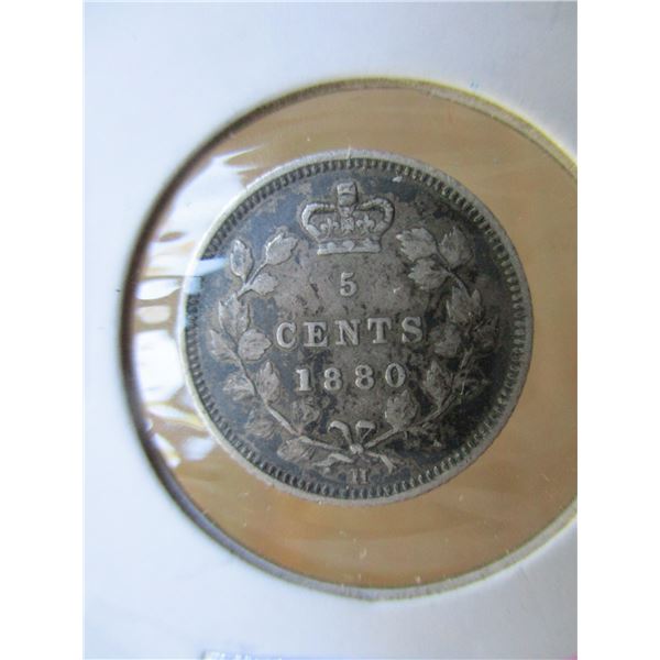 1880H FINE VICTORIAN SILVER FIVE CENT