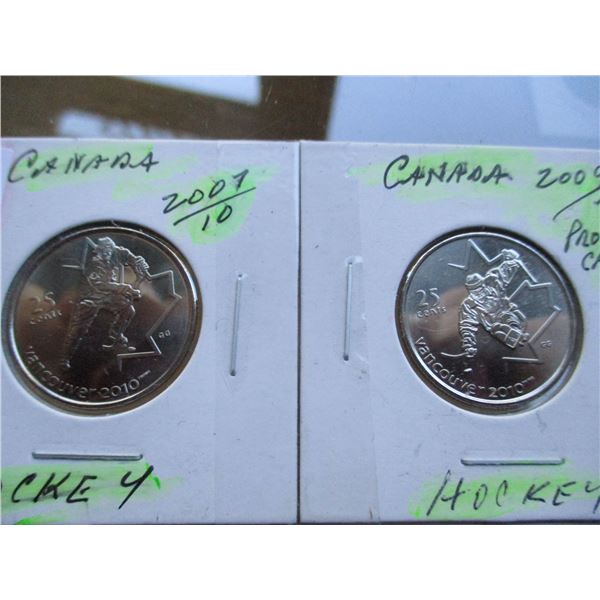 2007 - 2009 PROOF CAMEO HOCKEY MINT QUARTERS