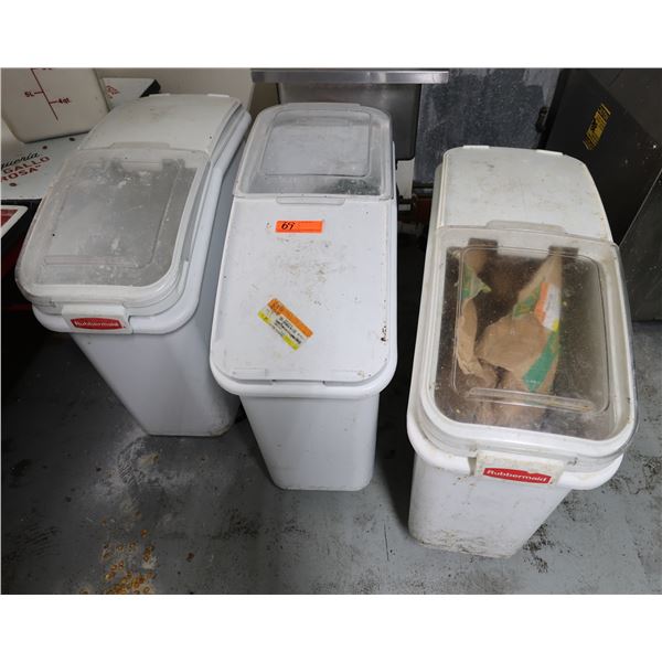 Qty 3 Rubbermaid White Food Storage Bins & Multiple Square Bins w/ Lids