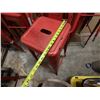 Image 8 : Qty 11 Red Low Back Metal Counter Height Stools 12" x 12" x 41"H