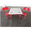 Image 1 : Folding Square White Table  29" x 29" x 27"H w/ 2 Rodygan Folding Chairs