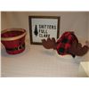 Image 1 : National Lampoon's Christmas Wall Sign, Basket, & Moose Antler Hat