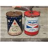 Image 1 : North Star Oil William Penn Oil & Mobil Oil 5 Gallon Oil Tins