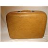 Image 2 : Vintage Harvest Gold Suitcase. Zippered Top. Quilted lining with two plastic lined pouches. Nice cle