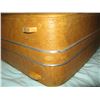Image 6 : Vintage Harvest Gold Suitcase. Zippered Top. Quilted lining with two plastic lined pouches. Nice cle
