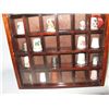 Image 3 : Wooden Thimble Case With Thimbles (plastic, metal, porcelain). Sliding Glass Cover. Measures 8.5"x11