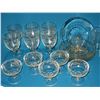 Image 2 : 1930s Glass Luncheon Set. Includes 6 wine glasses, 6 sherry glasses, 6 8" salad/dessert plates, 6 6.