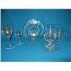 Image 4 : 1930s Glass Luncheon Set. Includes 6 wine glasses, 6 sherry glasses, 6 8" salad/dessert plates, 6 6.