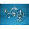 Image 5 : 1930s Glass Luncheon Set. Includes 6 wine glasses, 6 sherry glasses, 6 8" salad/dessert plates, 6 6.