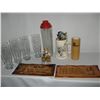 Image 1 : Lot of Barware - S&P Set, Curling Mug, 2010 Vancouver Olympics Beer Glasses x4, 2 Wooden Bar Signs