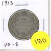 Image 1 : 1913 Canadian Silver 50 Cents. VG-8. Nice for the grade.