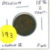 Image 1 : Belgium. 1876 2 Centimes. Leopold II. Fine.
