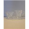 Image 2 : Vintage Crystal Creamer, Sugar Bowl and Tray. Tray Size 9 1/2 inch X 4 3/4 inch.