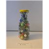 Image 2 : Glass Mason Jar Filled with Assorted Vintage Marbles.