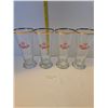Image 1 : Vintage Set of Four 1960's Carlsberg Beer Red Crown Logo Gold Rimmed Pilsner Glasses.