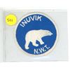 Image 1 : Inuvik NWT Embroidered Patch. Polar Bear. 7.75 cm round.