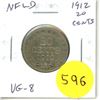 Image 1 : Newfoundland 1912 Silver 20 Cents. The last 20 Cents issued. VG-8.