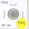 Image 1 : 1920 Canadian Silver 5 Cents. AU-50. Nice.