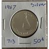 Image 1 : 1967 Centennial Canadian Silver 50 cent coin.