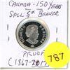 Image 1 : 1867-2017 Special 5 Cents Coin - Beaver. (150 Years, Proof, Cameo)