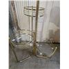 Image 2 : Brass and glass lamp with shelves- 63"H