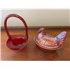 Image 1 : Mosser glass Chicken on nest & vintage glass basket