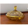 Image 3 : Amber depression glass candy dish with lid