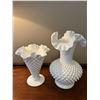Image 1 : Hobnail Milk Glass Vases, 2 pieces