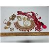 Image 1 : Lot of jewelery- Red and gold colored