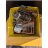 Image 1 : Box full of Vintage Items (Chimney Parts, Milk Glass, and etc.)